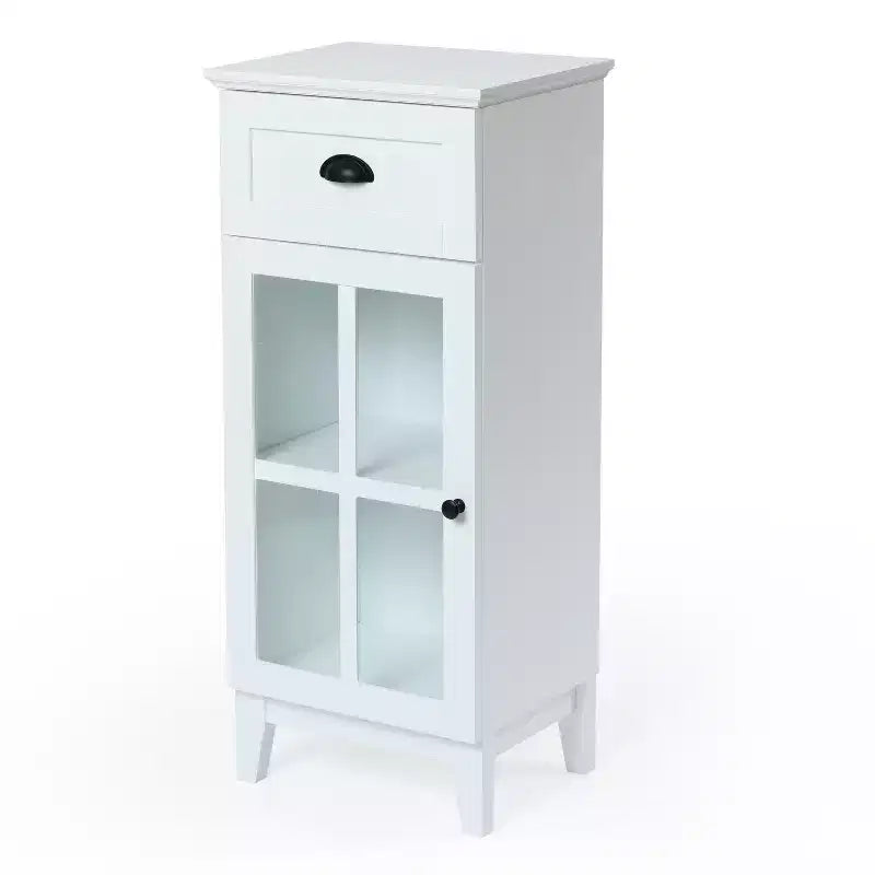 LuxenHome Mobiletto contenitore stretto da bagno in legno MDF bianco