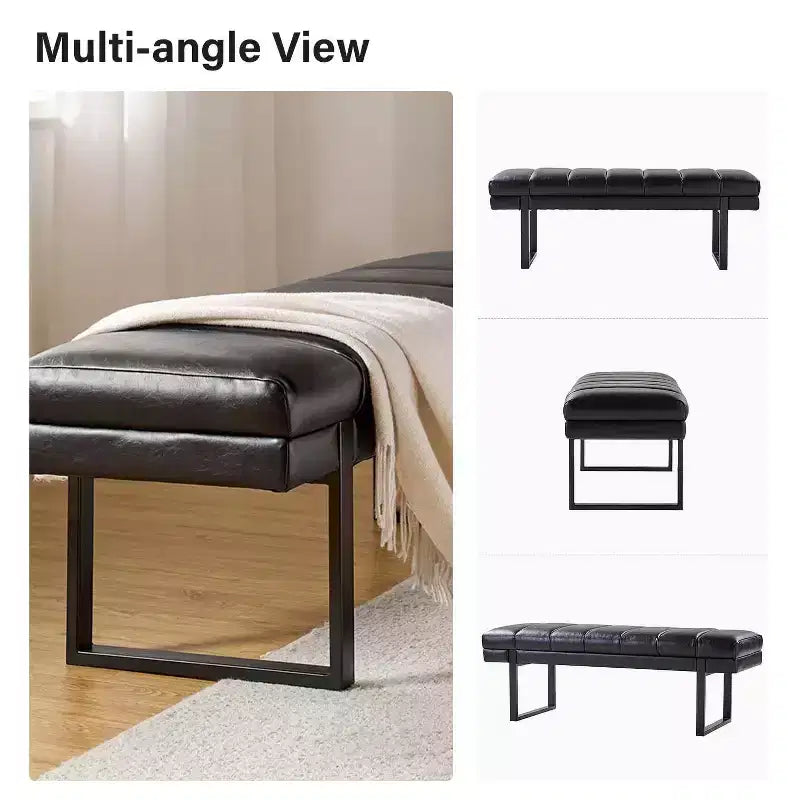 Fritz Panca Imbottita 52,5 W con Design Moderno a Canali Trapuntati e Gambe in Metallo|ART OF LIVING DESIGNS