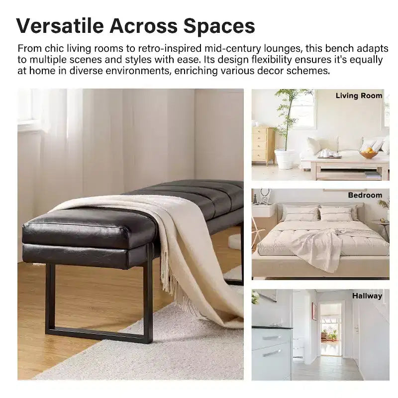 Fritz Panca Imbottita 52,5 W con Design Moderno a Canali Trapuntati e Gambe in Metallo|ART OF LIVING DESIGNS