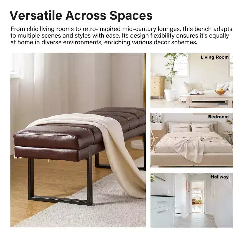 Fritz Panca Imbottita 52,5 W con Design Moderno a Canali Trapuntati e Gambe in Metallo|ART OF LIVING DESIGNS