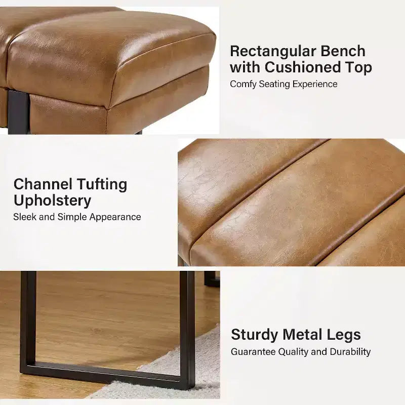Fritz Panca Imbottita 52,5 W con Design Moderno a Canali Trapuntati e Gambe in Metallo|ART OF LIVING DESIGNS