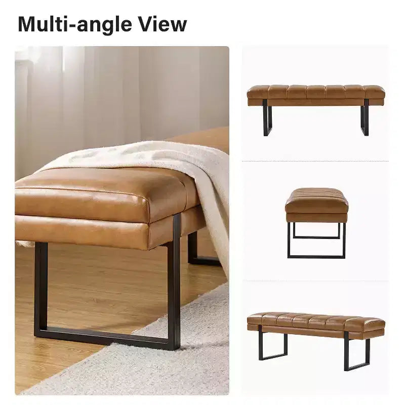 Fritz Panca Imbottita 52,5 W con Design Moderno a Canali Trapuntati e Gambe in Metallo|ART OF LIVING DESIGNS