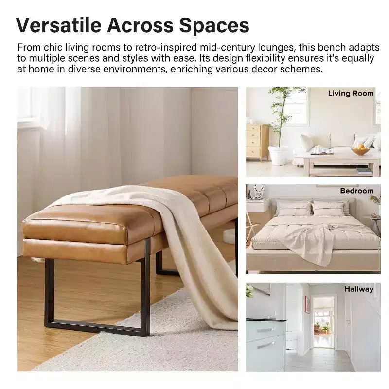 Fritz Panca Imbottita 52,5 W con Design Moderno a Canali Trapuntati e Gambe in Metallo|ART OF LIVING DESIGNS