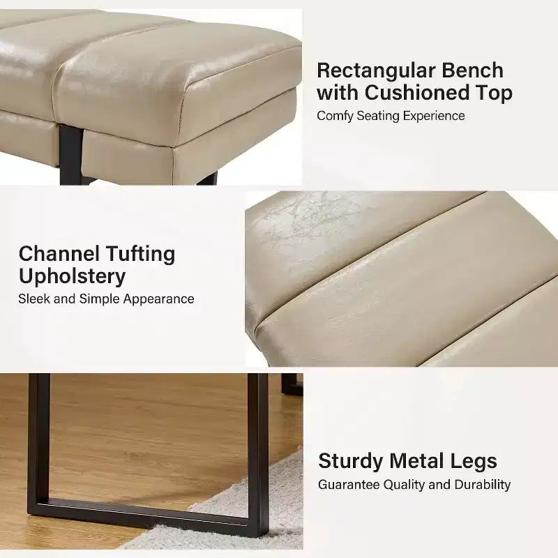 Fritz Panca Imbottita 52,5 W con Design Moderno a Canali Trapuntati e Gambe in Metallo|ART OF LIVING DESIGNS