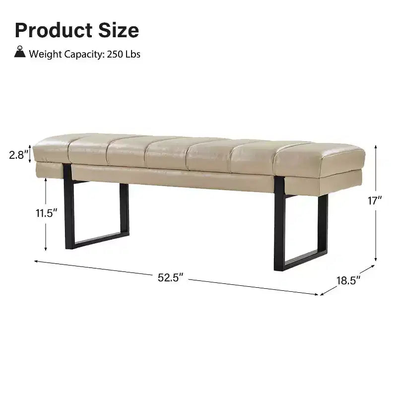 Fritz Panca Imbottita 52,5 W con Design Moderno a Canali Trapuntati e Gambe in Metallo|ART OF LIVING DESIGNS