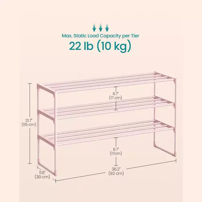 SONGMICS Scarpiera, Organizzatore di Scarpe a 3 Livelli, Scaffale per Scarpe in Metallo