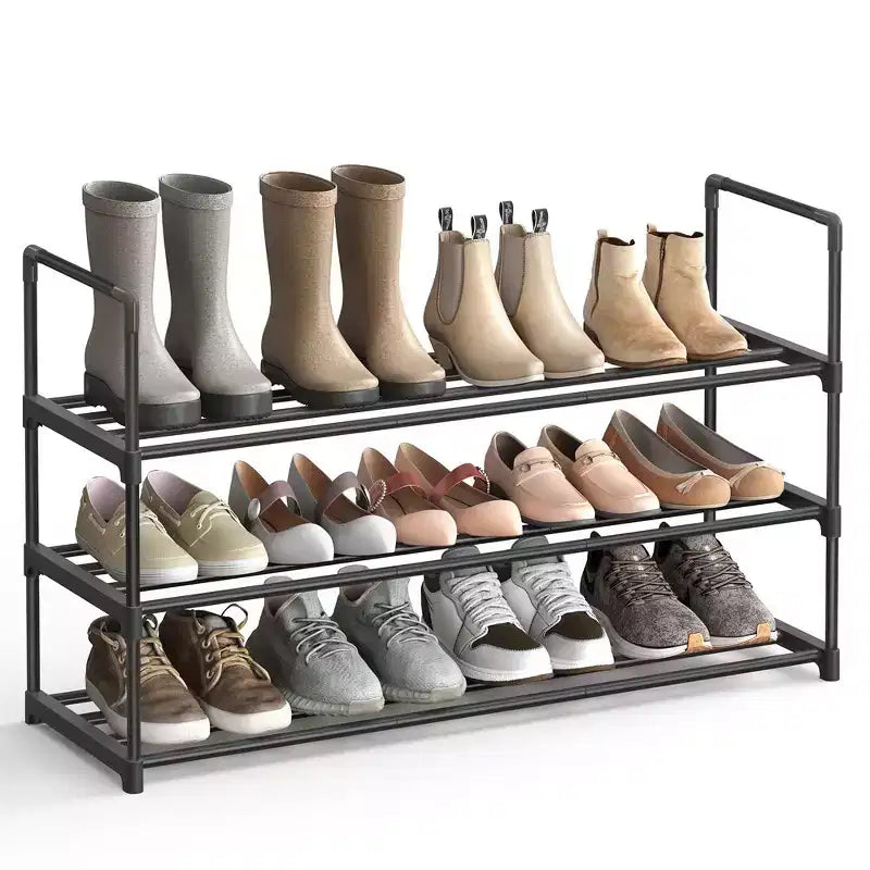 SONGMICS Scarpiera, Organizzatore di Scarpe a 3 Livelli, Scaffale per Scarpe in Metallo