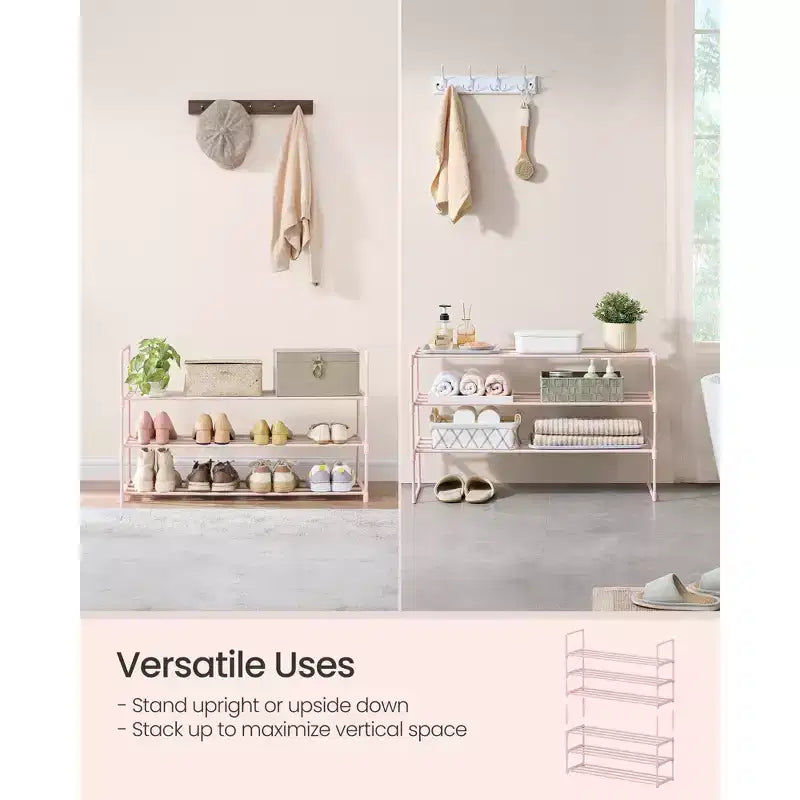 SONGMICS Scarpiera, Organizzatore di Scarpe a 3 Livelli, Scaffale per Scarpe in Metallo