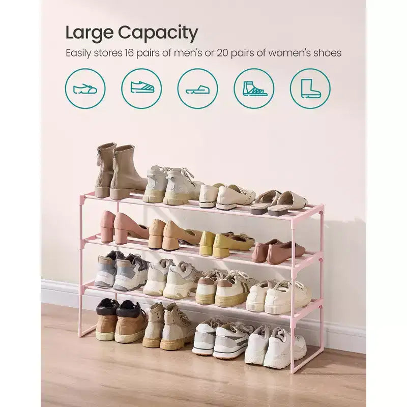 SONGMICS Scarpiera, Organizzatore di Scarpe a 3 Livelli, Scaffale per Scarpe in Metallo