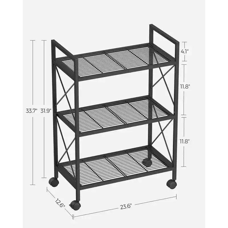 SONGMICS Scaffale Portaoggetti a 3 Livelli, Scaffale per Garage, Bagno, con Telai Laterali a X per Ingresso, Cucina, Soggiorno, Nero