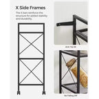 SONGMICS Scaffale Portaoggetti a 3 Livelli, Scaffale per Garage, Bagno, con Telai Laterali a X per Ingresso, Cucina, Soggiorno, Nero