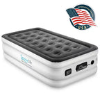 SereneLife 18 in. Twin Premium Raised Airbed with Built in Internal High Capacity Pump, Twin Size, Gray