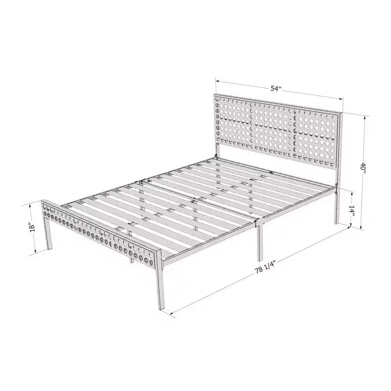 Struttura letto a piattaforma in metallo per bambini Full Bloom con canna naturale - South Shore