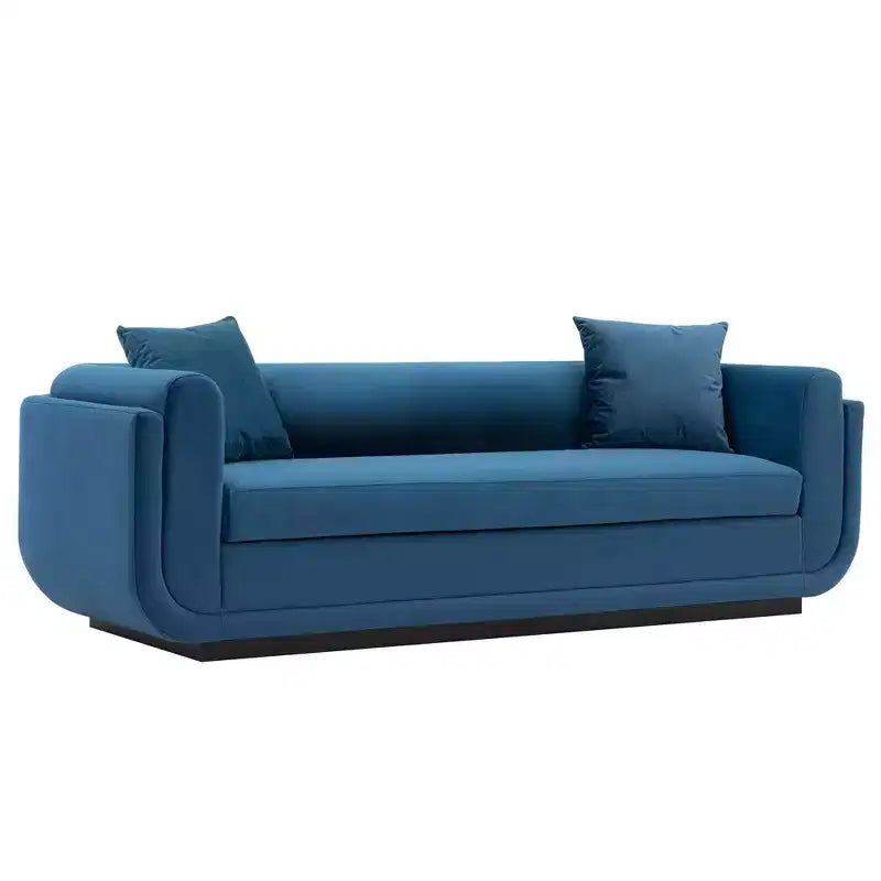 Divano contemporaneo Edmonda rivestito in velluto con cuscini - Manhattan Comfort