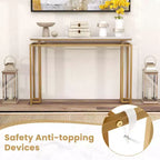 Costway Tavolo Consolle Moderno da Ingresso con Piano in Finto Marmo da 120 cm e Kit Anti-ribaltamento