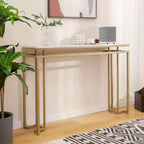 Costway Tavolo Consolle Moderno da Ingresso con Piano in Finto Marmo da 120 cm e Kit Anti-ribaltamento