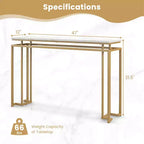 Costway Tavolo Consolle Moderno da Ingresso con Piano in Finto Marmo da 120 cm e Kit Anti-ribaltamento