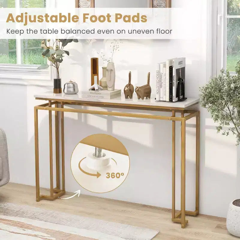 Costway Tavolo Consolle Moderno da Ingresso con Piano in Finto Marmo da 120 cm e Kit Anti-ribaltamento