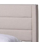 Braylon Letto a Piattaforma con Contenitore, 3 Cassetti, in Tessuto e Legno Beige/Marrone Scuro - Baxton Studio