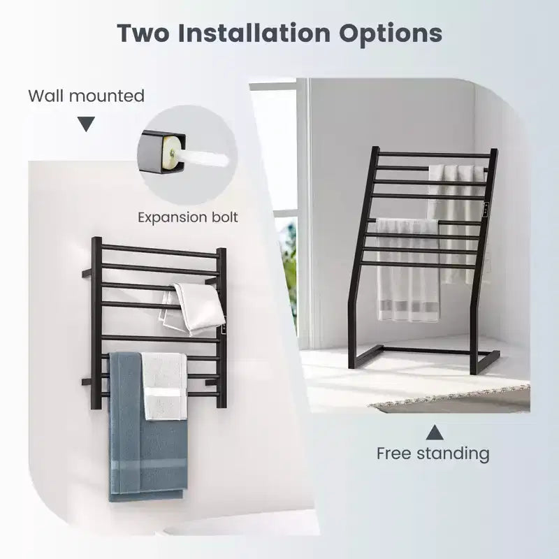 Costway Scaldasalviette 2 in 1 da Parete o da Terra con Display a LED e Timer Integrato