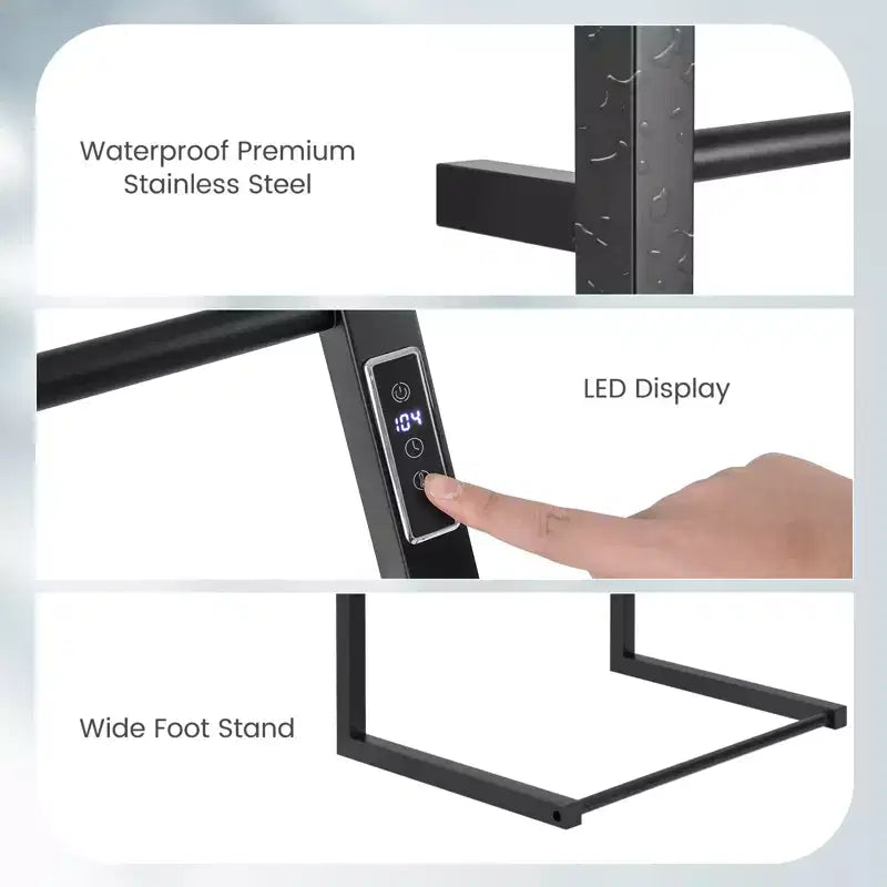 Costway Scaldasalviette 2 in 1 da Parete o da Terra con Display a LED e Timer Integrato