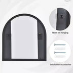 HOMLUX 32x34 Specchio da parete decorativo per bagno ad arco: Cornice in metallo, Arredamento moderno