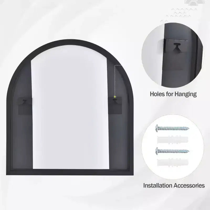 HOMLUX 32x34 Specchio da parete decorativo per bagno ad arco: Cornice in metallo, Arredamento moderno