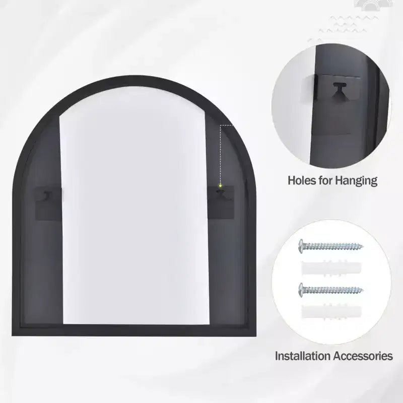 HOMLUX 32x34 Specchio da parete decorativo per bagno ad arco: Cornice in metallo, Arredamento moderno