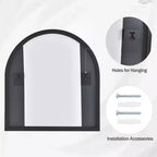 HOMLUX 32x34 Specchio da parete decorativo per bagno ad arco: Cornice in metallo, Arredamento moderno