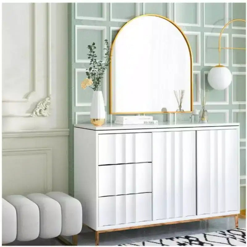 HOMLUX 32x34 Specchio da parete decorativo per bagno ad arco: Cornice in metallo, Arredamento moderno