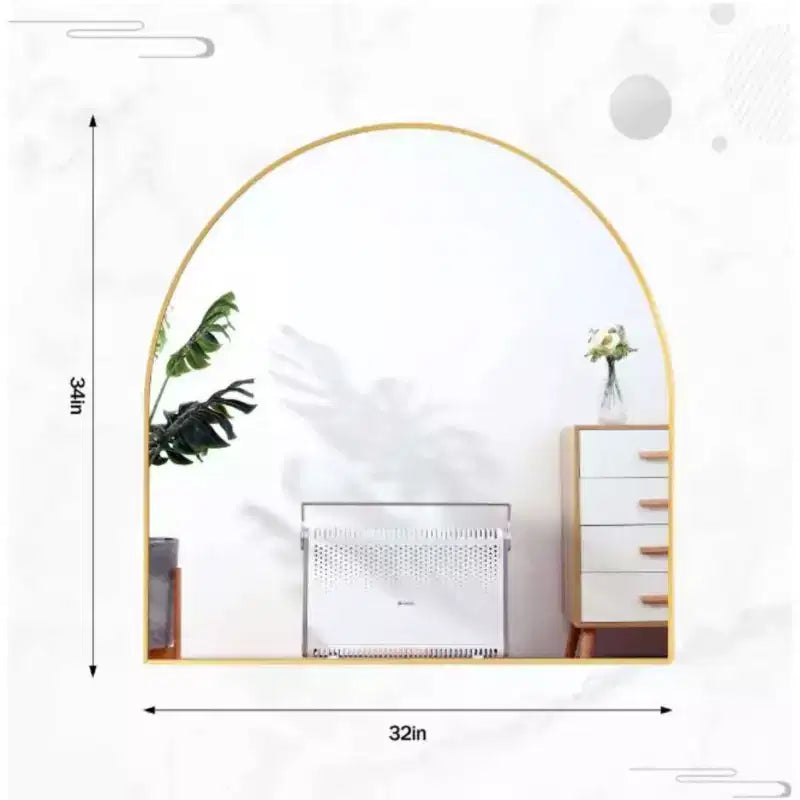 HOMLUX 32x34 Specchio da parete decorativo per bagno ad arco: Cornice in metallo, Arredamento moderno