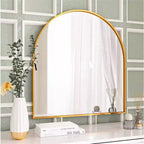HOMLUX 32x34 Decorative Bathroom Wall Mirror Arched Mantle Mirror: Metal Frame, Modern Decor