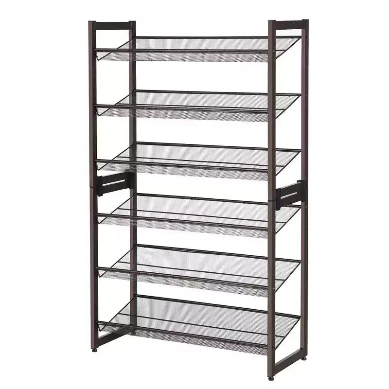 SONGMICS Scarpiera a 3/6 livelli, Scarpiera in Metallo Scaffale Portascarpe Impilabile, con Ripiani Regolabili Piatti o Inclinati