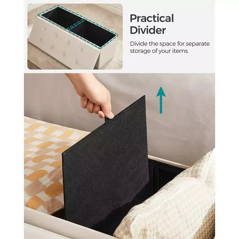 SONGMICS Pouf Contenitore, Panchina Contenitore in Similpelle