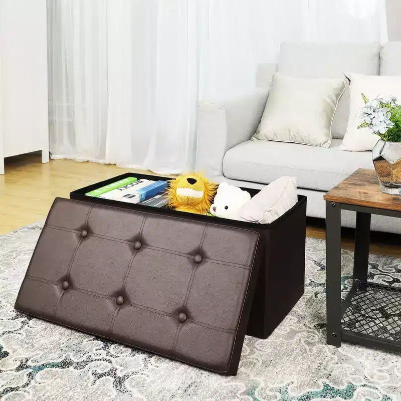 SONGMICS Pouf Contenitore, Panchina Contenitore in Similpelle