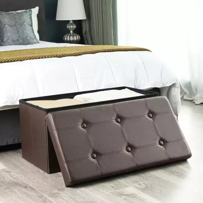 SONGMICS Pouf Contenitore, Panchina Contenitore in Similpelle