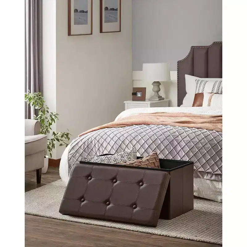 SONGMICS Pouf Contenitore, Panchina Contenitore in Similpelle