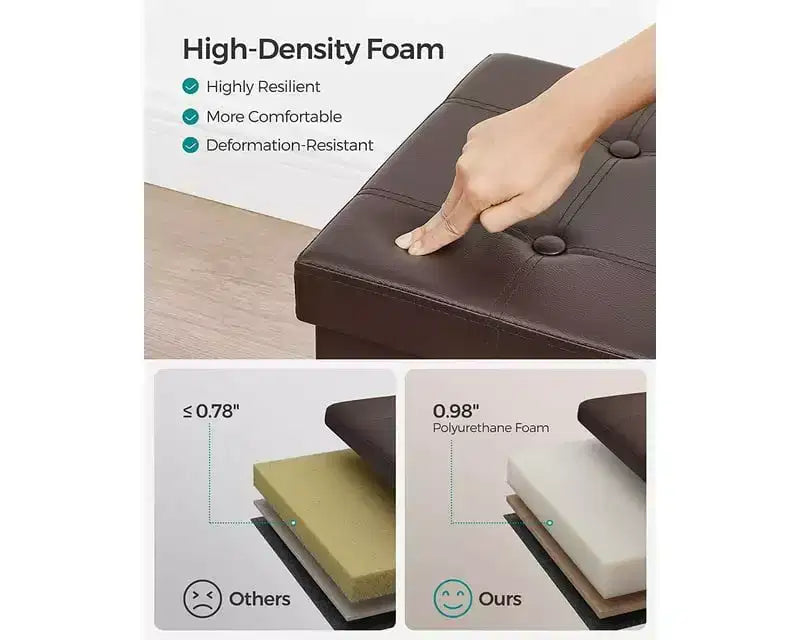 SONGMICS Pouf Contenitore, Panchina Contenitore in Similpelle