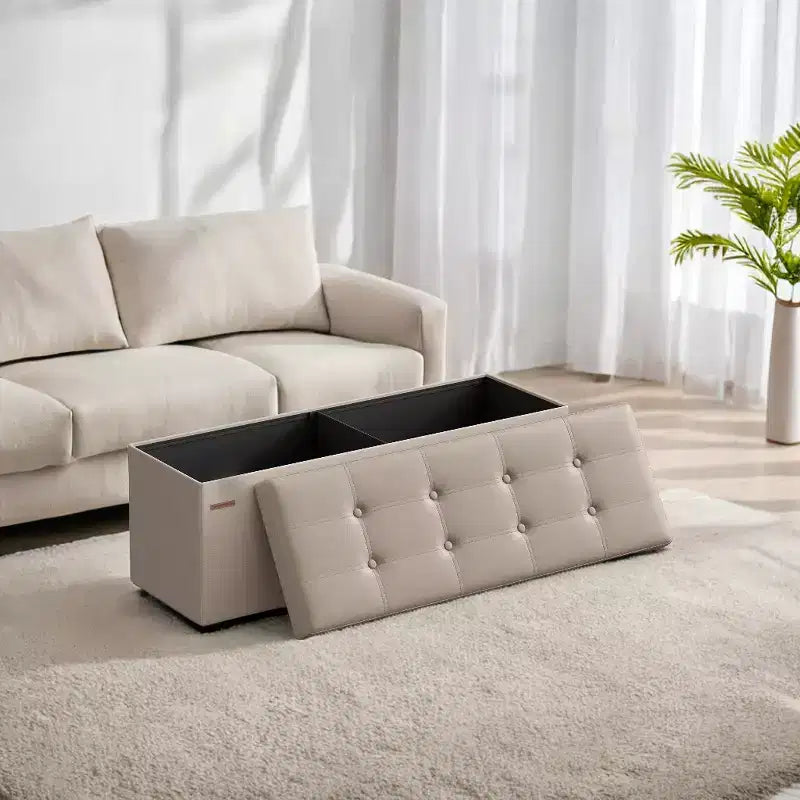 SONGMICS Pouf Contenitore, Panchina Contenitore in Similpelle