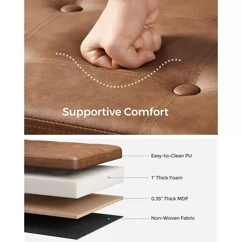 SONGMICS Pouf Contenitore, Panchina Contenitore in Similpelle