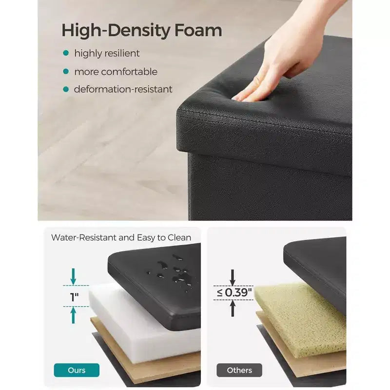 SONGMICS Pouf Contenitore, Panchina Contenitore in Similpelle