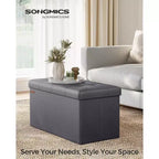 SONGMICS Pouf Contenitore, Panchina Contenitore in Similpelle