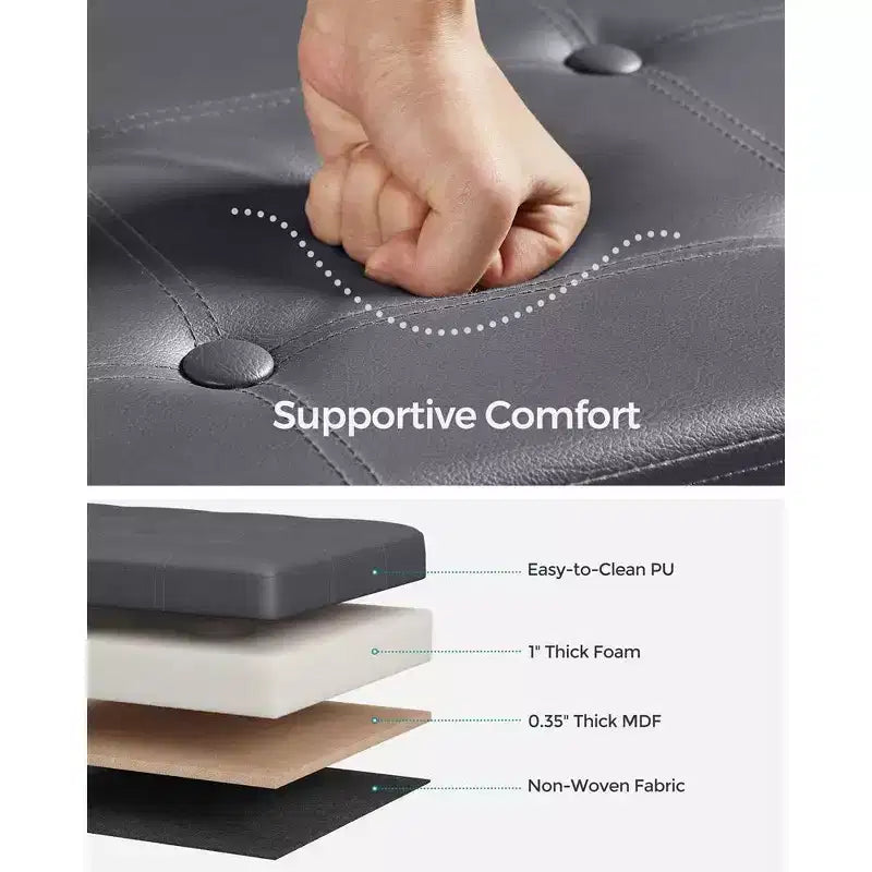 SONGMICS Pouf Contenitore, Panchina Contenitore in Similpelle