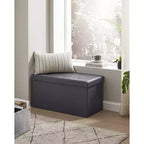 SONGMICS Pouf Contenitore, Panchina Contenitore in Similpelle