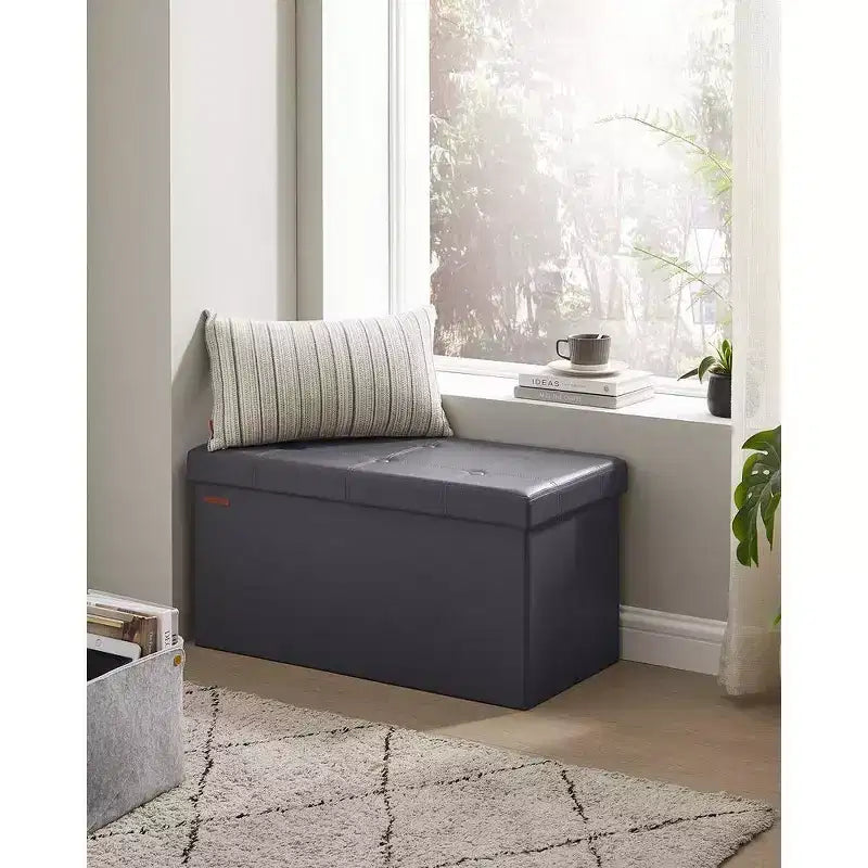 SONGMICS Pouf Contenitore, Panchina Contenitore in Similpelle