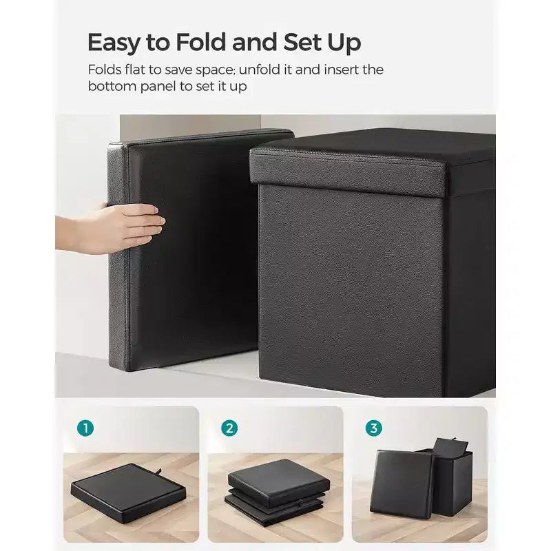SONGMICS Pouf Contenitore, Panchina Contenitore in Similpelle