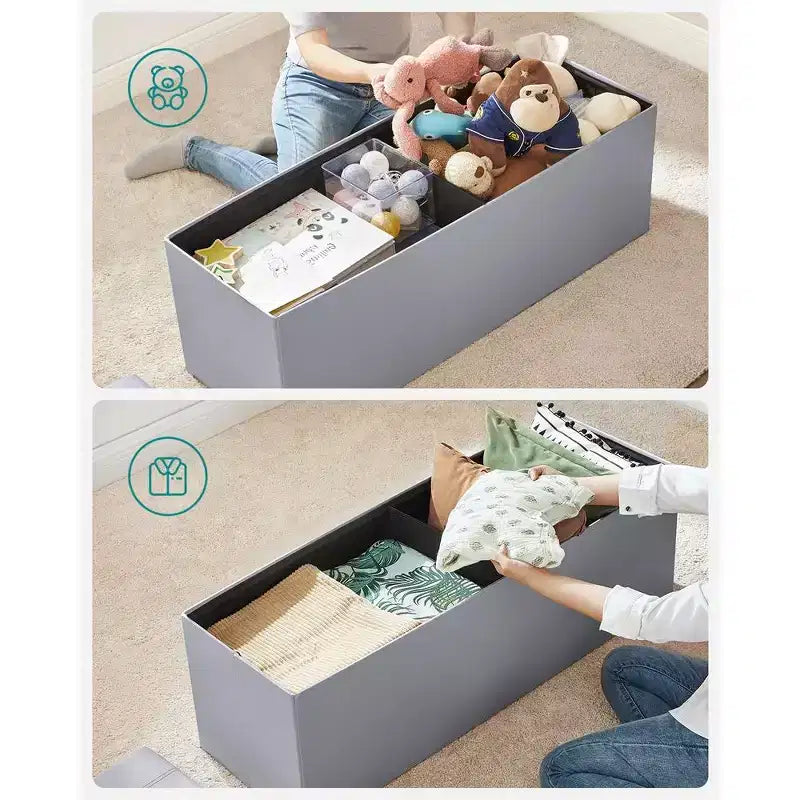 SONGMICS Pouf Contenitore, Panchina Contenitore in Similpelle
