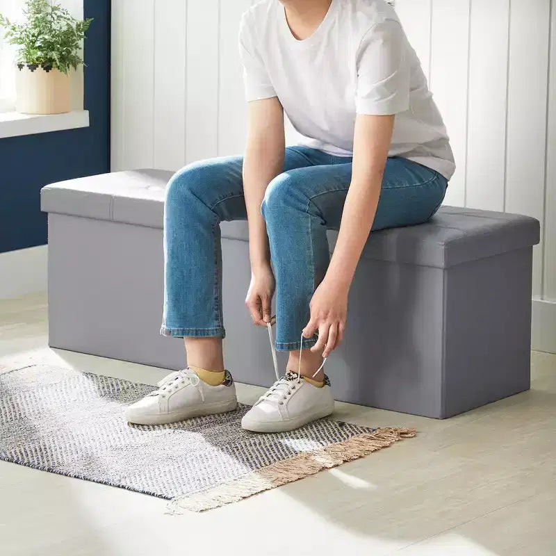 SONGMICS Pouf Contenitore, Panchina Contenitore in Similpelle