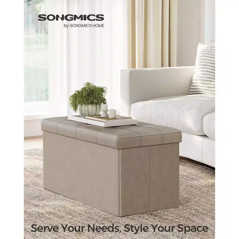 SONGMICS Pouf Contenitore, Panchina Contenitore in Similpelle