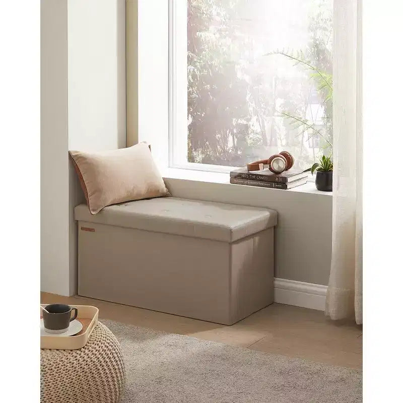 SONGMICS Pouf Contenitore, Panchina Contenitore in Similpelle